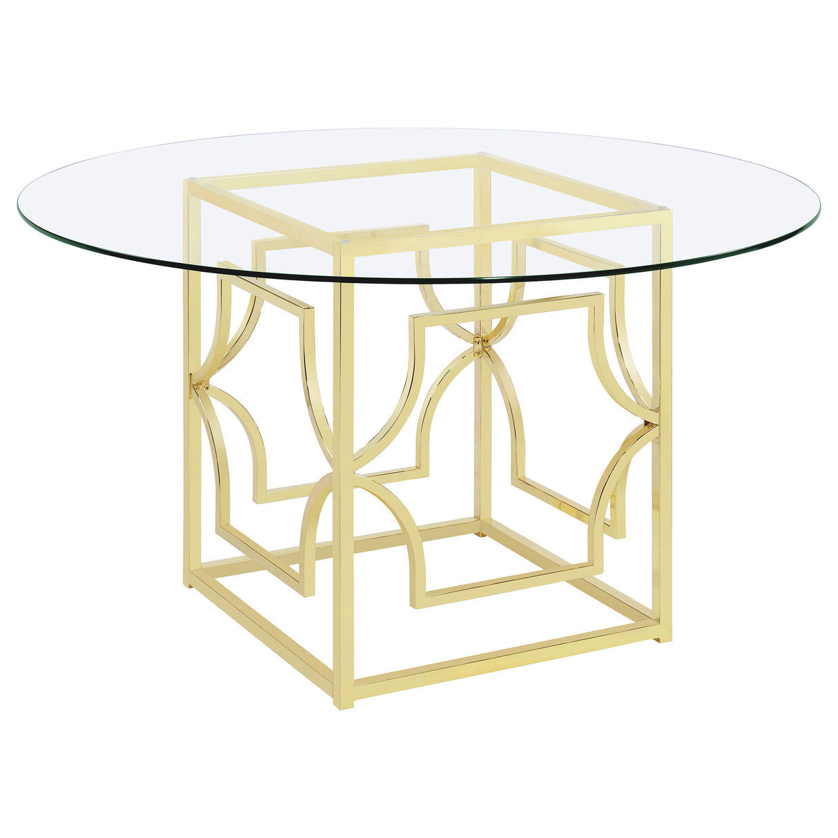 Dining Table - Starlight Round Glass Top Dining Table Clear and Brass