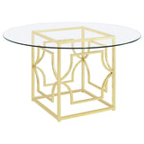 Dining Table - Starlight Round Glass Top Dining Table Clear and Brass