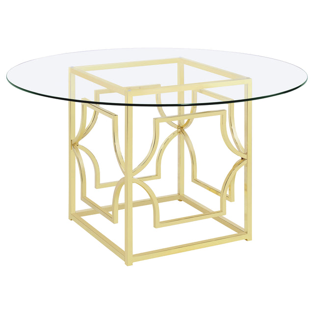 Dining Table - Starlight Round Glass Top Dining Table Clear and Brass