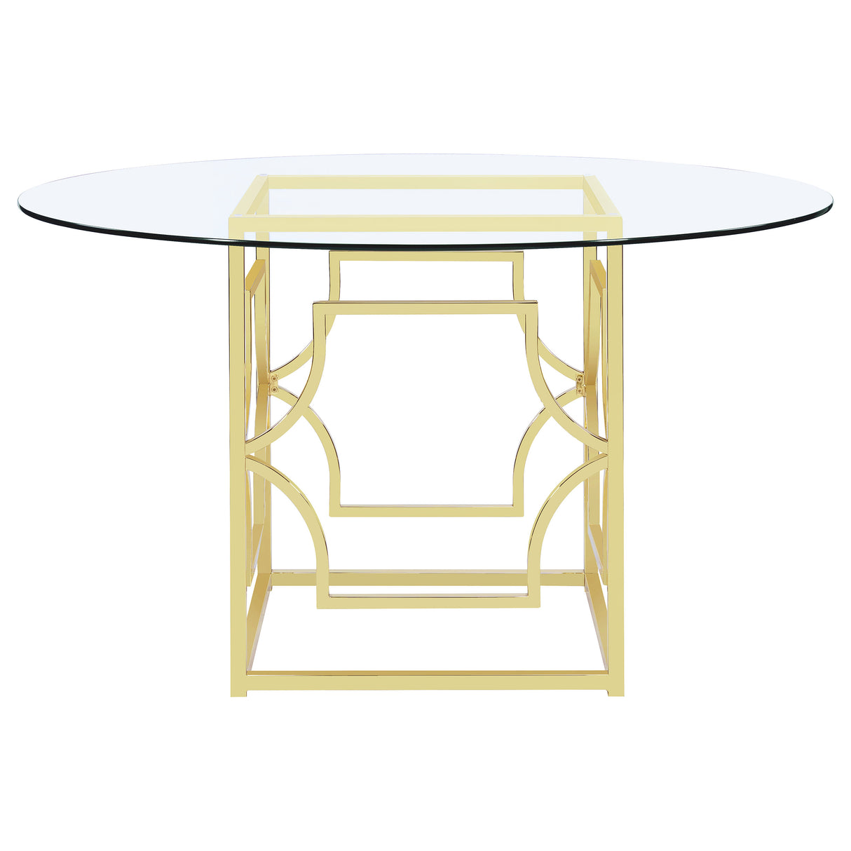 Dining Table - Starlight Round Glass Top Dining Table Clear and Brass