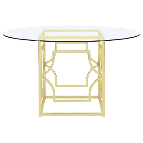 Dining Table - Starlight Round Glass Top Dining Table Clear and Brass