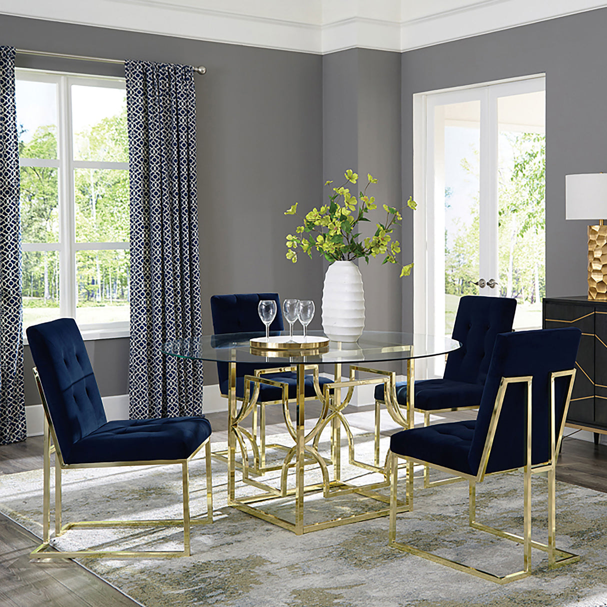 Starlight Square Metal Dining Table Base Brass - Home Elegance USA