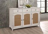 Sideboard - Kirby 3-drawer Rectangular Server with Adjustable Shelves Natural and Rustic Off White