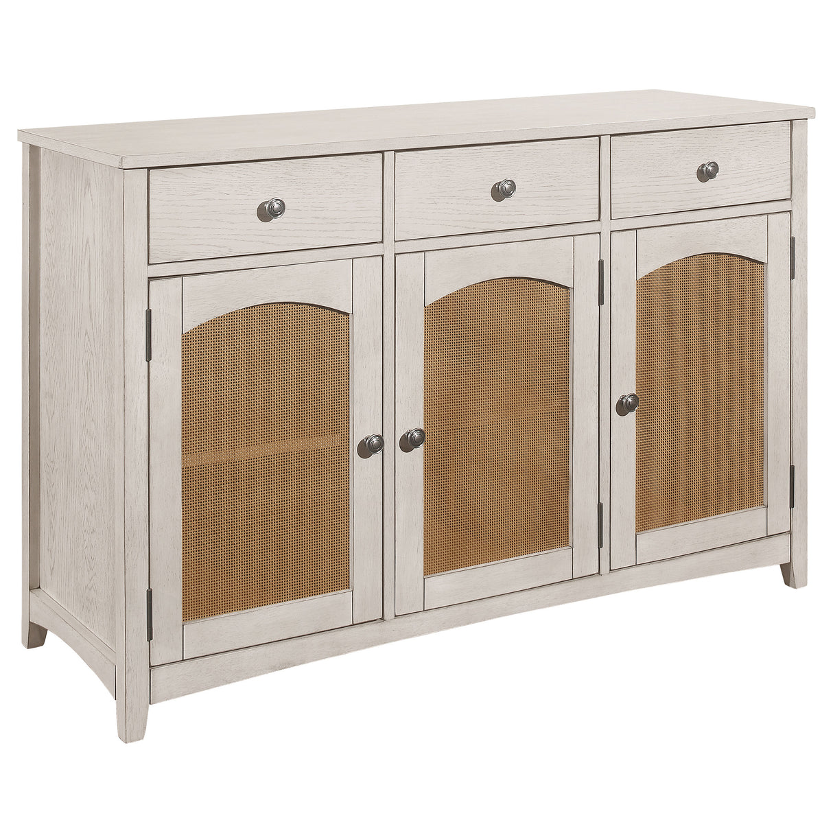 Sideboard - Kirby 3-drawer Rectangular Server with Adjustable Shelves Natural and Rustic Off White