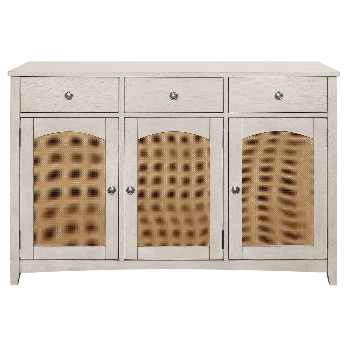 Sideboard - Kirby 3-drawer Rectangular Server with Adjustable Shelves Natural and Rustic Off White