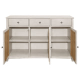 Sideboard - Kirby 3-drawer Rectangular Server with Adjustable Shelves Natural and Rustic Off White