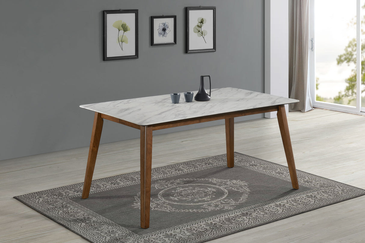 Dining Table - Everett Faux Marble Top Dining Table Natural Walnut and White