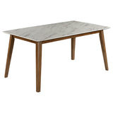 Dining Table - Everett Faux Marble Top Dining Table Natural Walnut and White