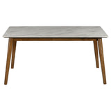 Dining Table - Everett Faux Marble Top Dining Table Natural Walnut and White