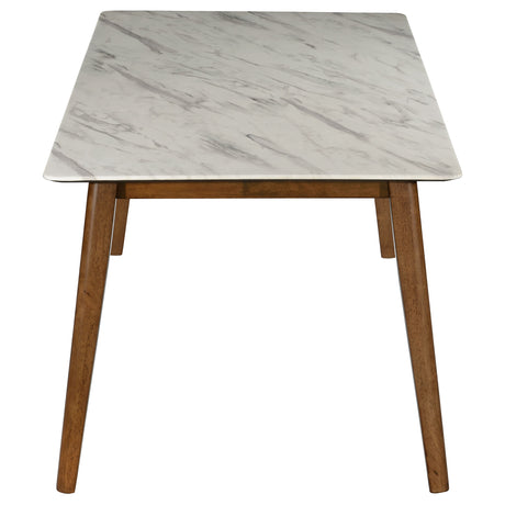 Dining Table - Everett Faux Marble Top Dining Table Natural Walnut and White