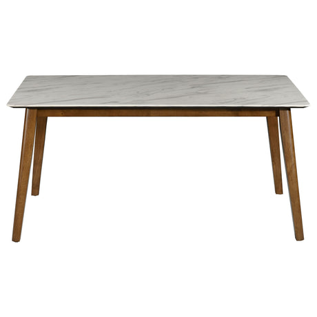 Dining Table - Everett Faux Marble Top Dining Table Natural Walnut and White