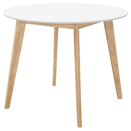 Round Dining Table - Breckenridge Round Dining Table Matte White and Natural Oak