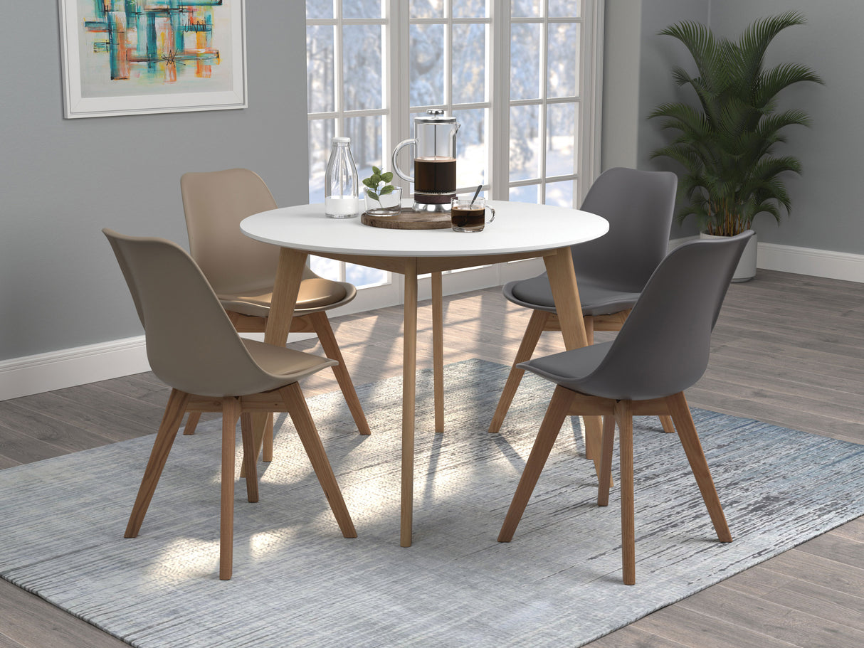 Round Dining Table - Breckenridge Round Dining Table Matte White and Natural Oak