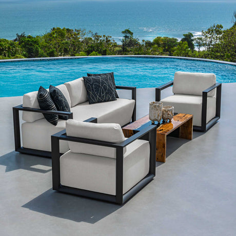 Remsen Outdoor Sofa Black / Oyster - Black / White by Uttermost - View 5