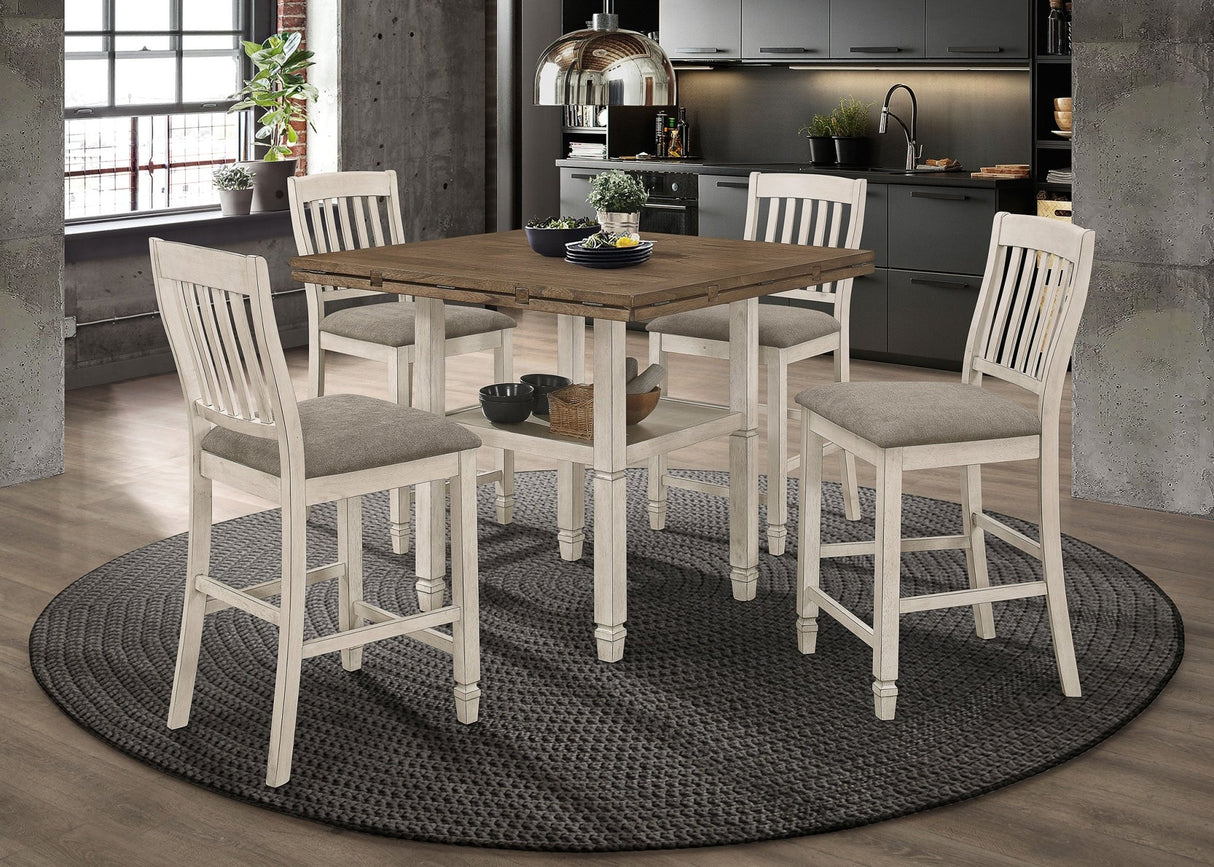 Sarasota 5 - piece Counter Height Dining Set with Drop Leaf Nutmeg and Rustic Cream | Coaster | Home Elegance USA