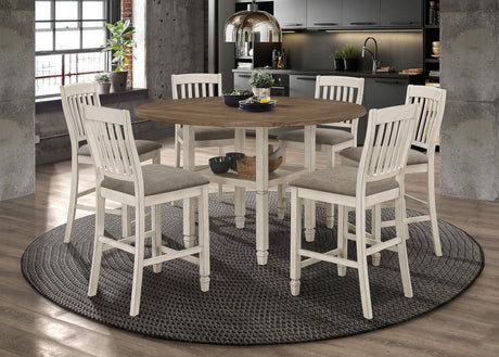 Sarasota 7 - piece Counter Height Dining Set with Drop Leaf Nutmeg and Rustic Cream | Coaster | Home Elegance USA