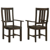 Arm Chair - Calandra Slat Back Arm Chairs Vintage Java (Set of 2)