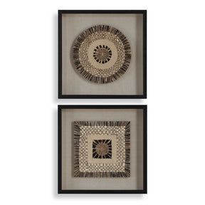 Intertwine Knit Paper Shadow Box (Set of 2) - Light Brown by Uttermost - View 1