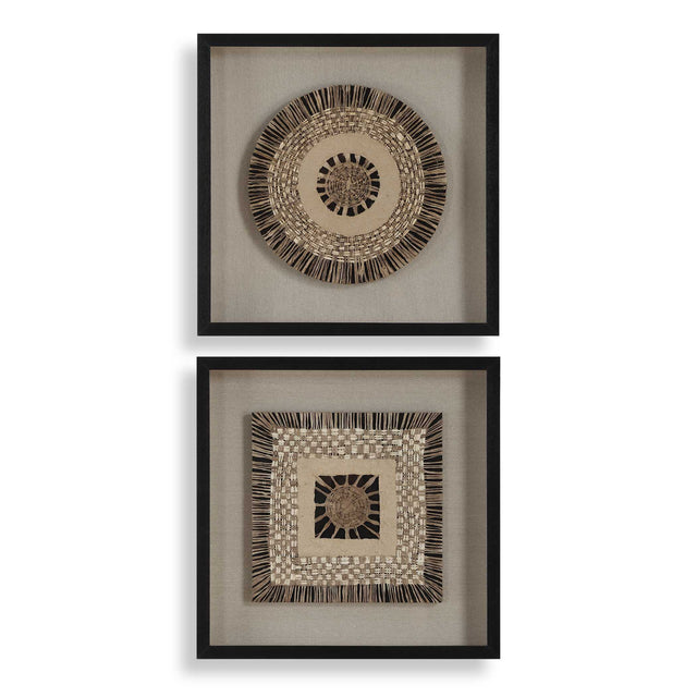 Intertwine Knit Paper Shadow Box (Set of 2) - Light Brown by Uttermost - View 1