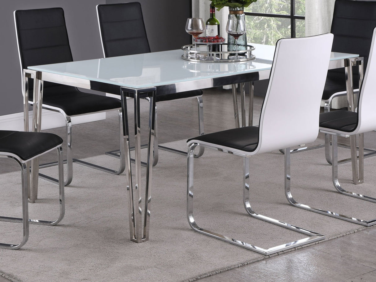 Dining Table - Pauline Rectangular Dining Table with Metal Leg White and Chrome