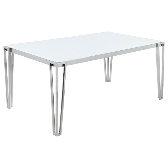 Dining Table - Pauline Rectangular Dining Table with Metal Leg White and Chrome