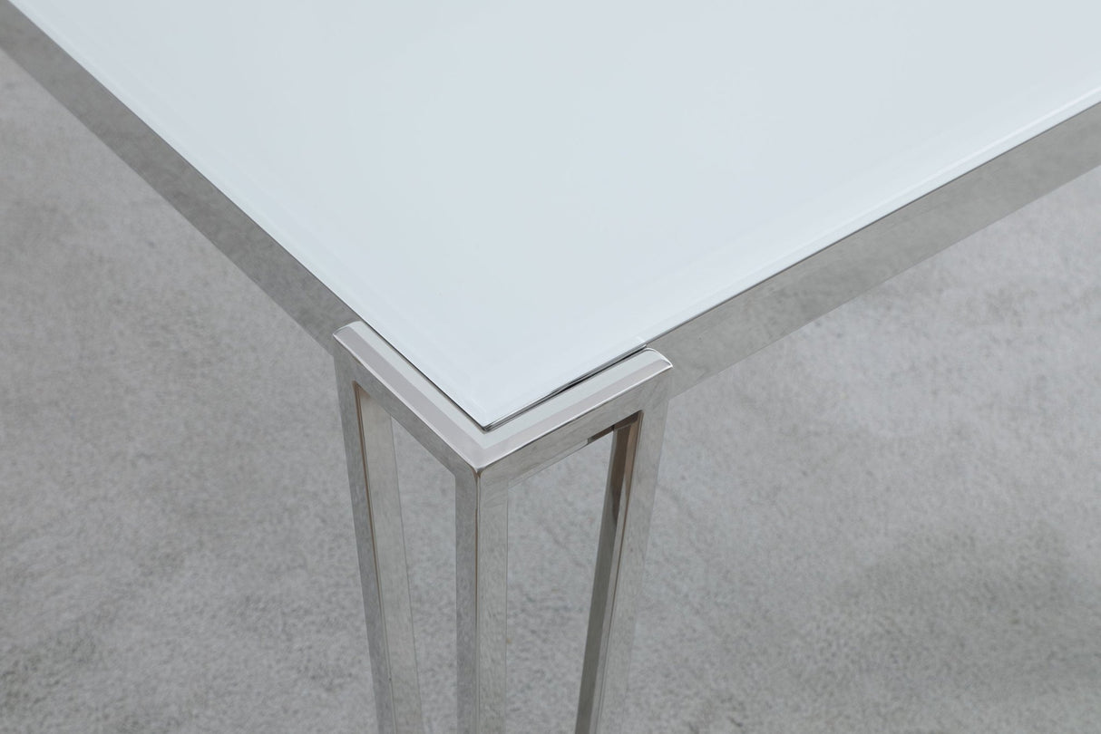 Dining Table - Pauline Rectangular Dining Table with Metal Leg White and Chrome