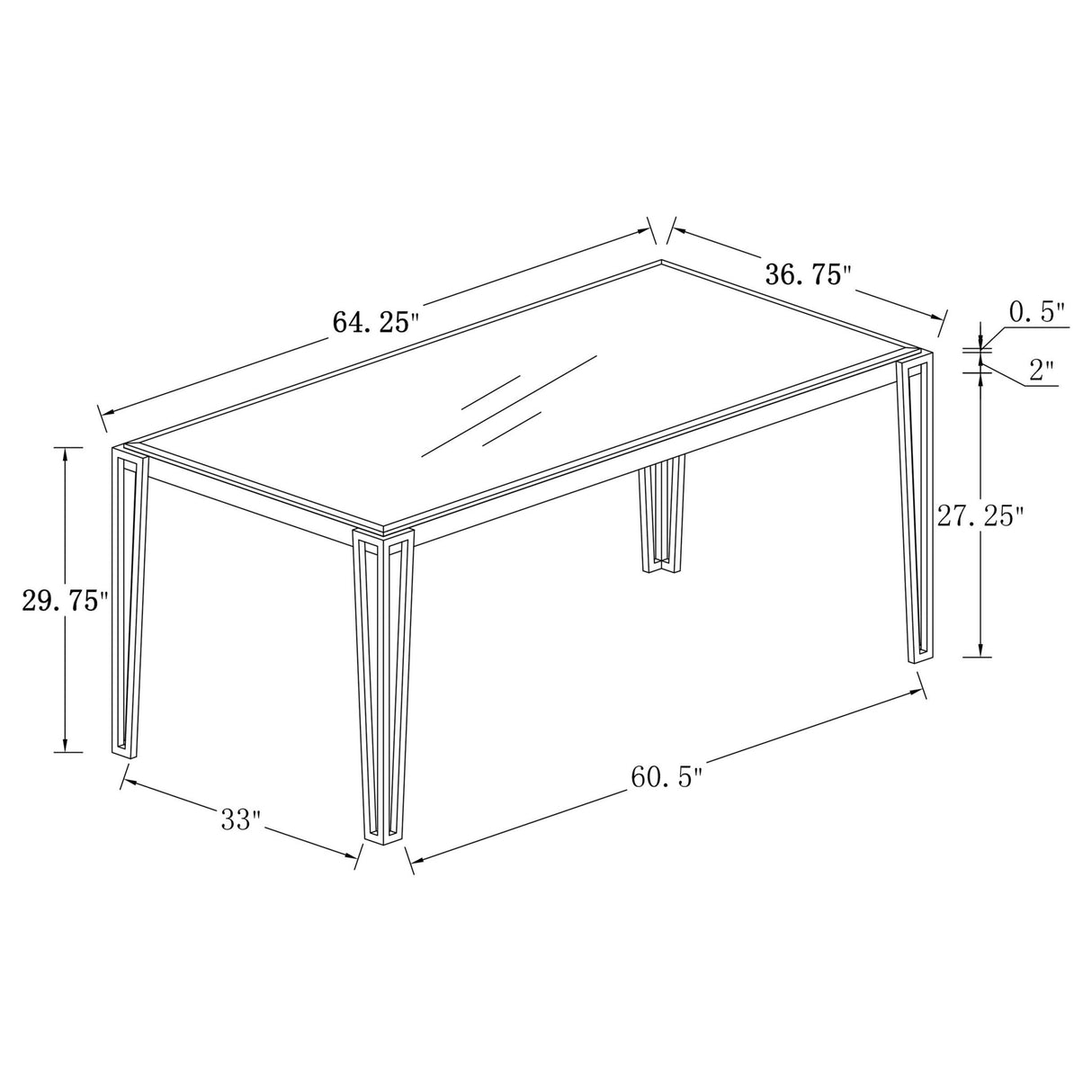 Dining Table - Pauline Rectangular Dining Table with Metal Leg White and Chrome