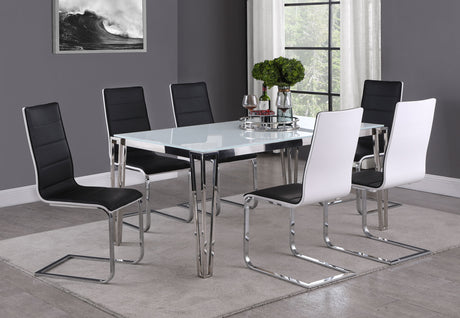 Dining Table - Pauline Rectangular Dining Table with Metal Leg White and Chrome