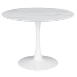 Arkell 40 - inch Round Pedestal Dining Table White | Coaster - 193051 - Home Elegance USA - 2