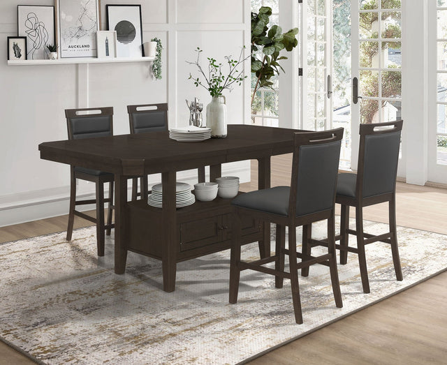 Prentiss 5 - piece Rectangular Counter Height Dining Set with Butterfly Leaf Cappuccino | Coaster | Home Elegance USA