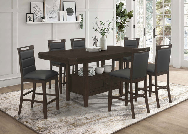 Prentiss 5 - piece Rectangular Counter Height Dining Set with Butterfly Leaf Cappuccino | Coaster | Home Elegance USA