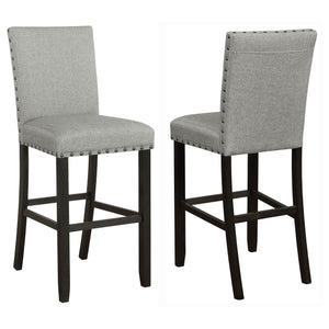 Bar Stool - Kentfield Solid Back Upholstered Bar Stools Grey and Antique Noir (Set of 2)