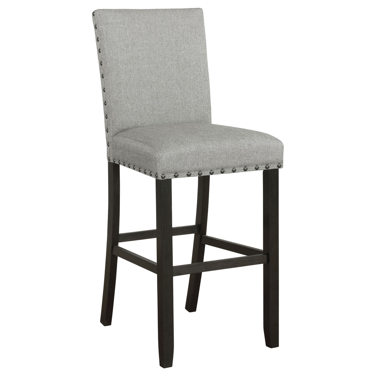 Bar Stool - Kentfield Solid Back Upholstered Bar Stools Grey and Antique Noir (Set of 2)