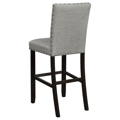 Bar Stool - Kentfield Solid Back Upholstered Bar Stools Grey and Antique Noir (Set of 2)