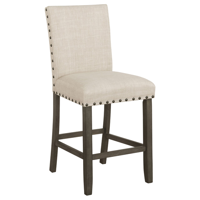 Counter Stool - Ralland Upholstered Counter Height Stools with Nailhead Trim Beige (Set of 2)