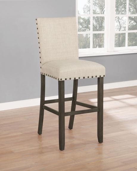 Bar Stool - Ralland Upholstered Bar Stools with Nailhead Trim Beige (Set of 2)