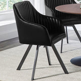 Swivel Arm Chair - Arika Tufted Sloped Arm Swivel Dining Chair Black and Gunmetal
