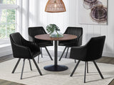 Swivel Arm Chair - Arika Tufted Sloped Arm Swivel Dining Chair Black and Gunmetal