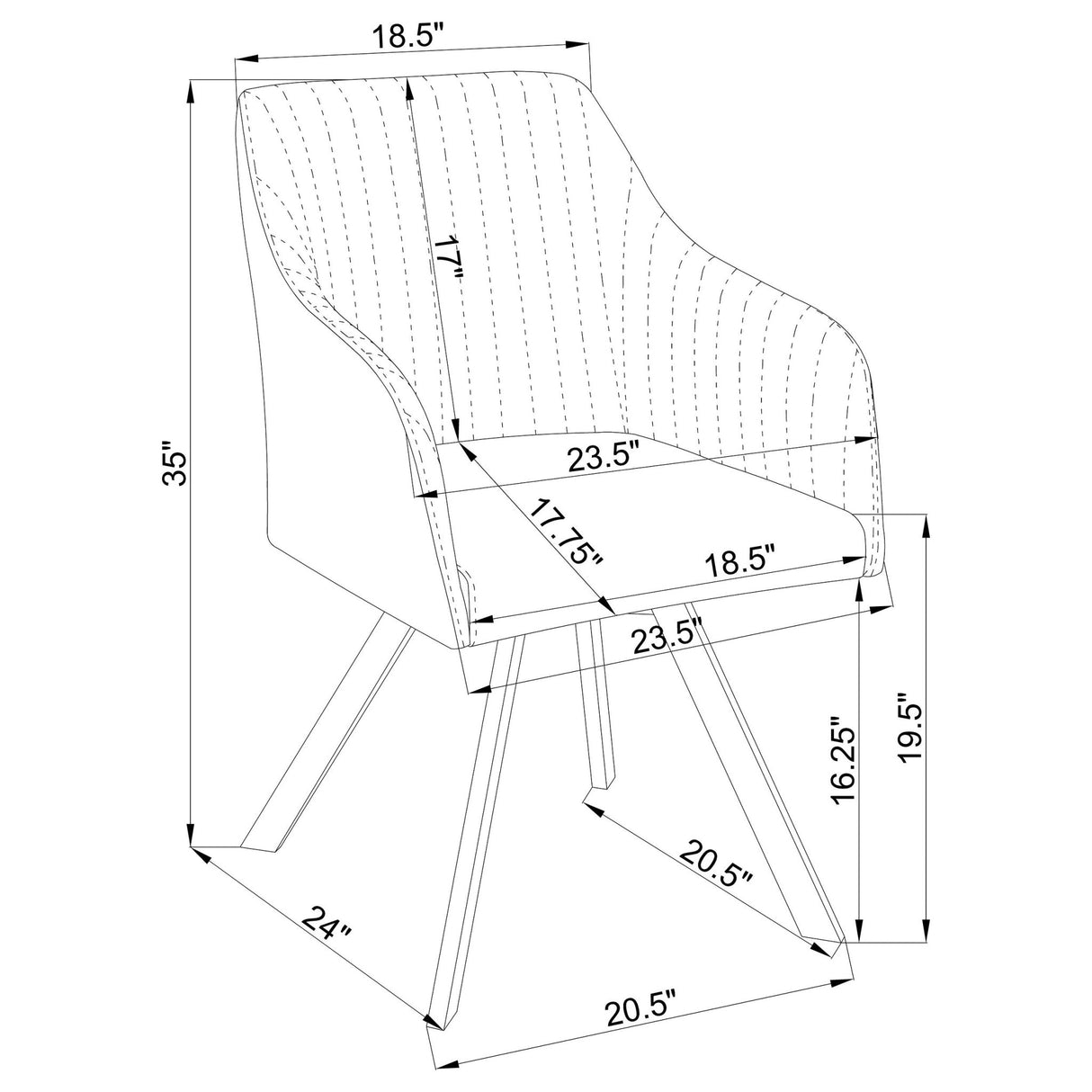 Arika Channeled Back Swivel Dining Chair Green | Coaster | Home Elegance USA