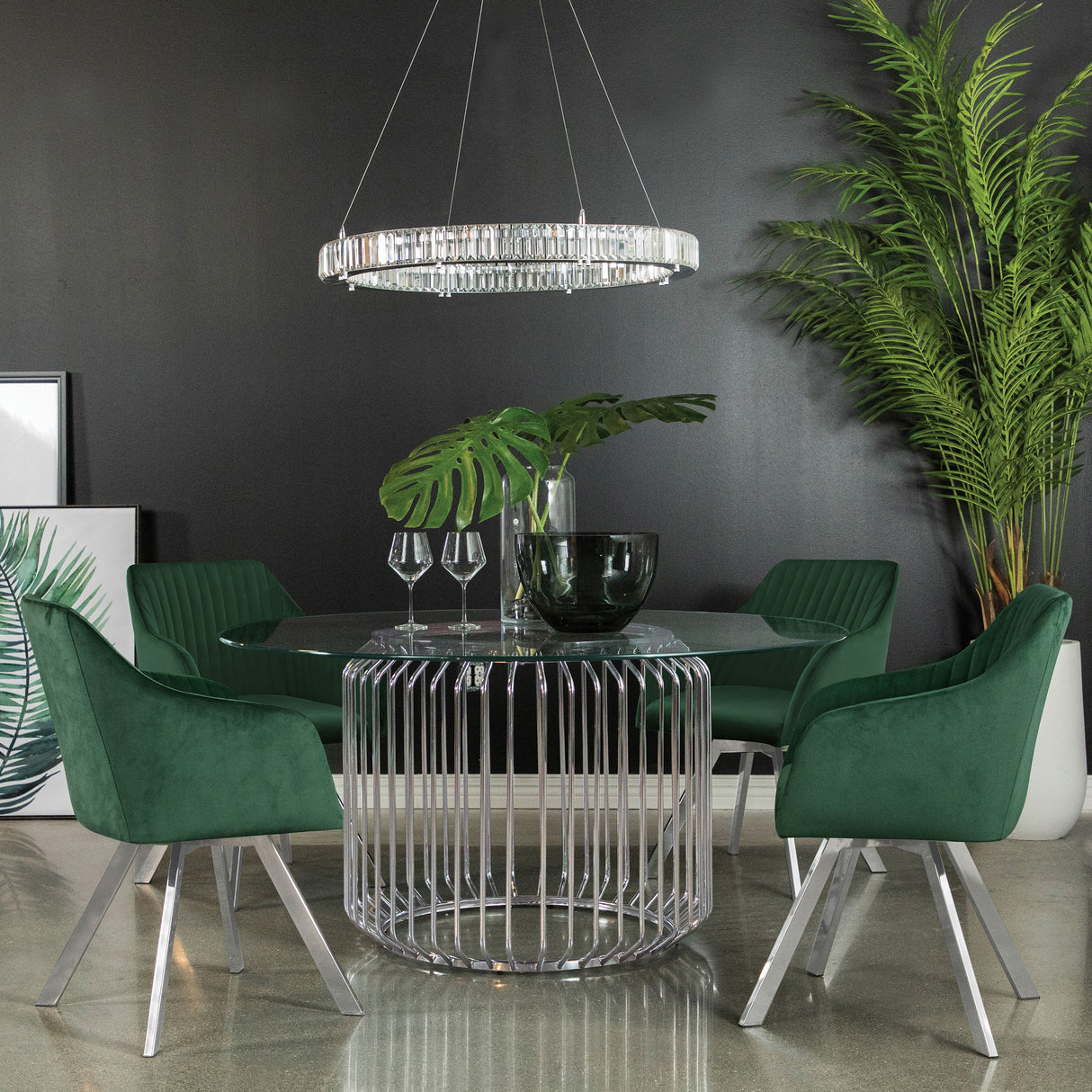 Veena Round Metal Dining Table Base Chrome - Home Elegance USA