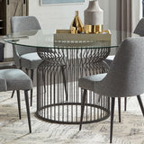 Dining Table - Granvia Round Glass Top Dining Table Clear and Gunmetal