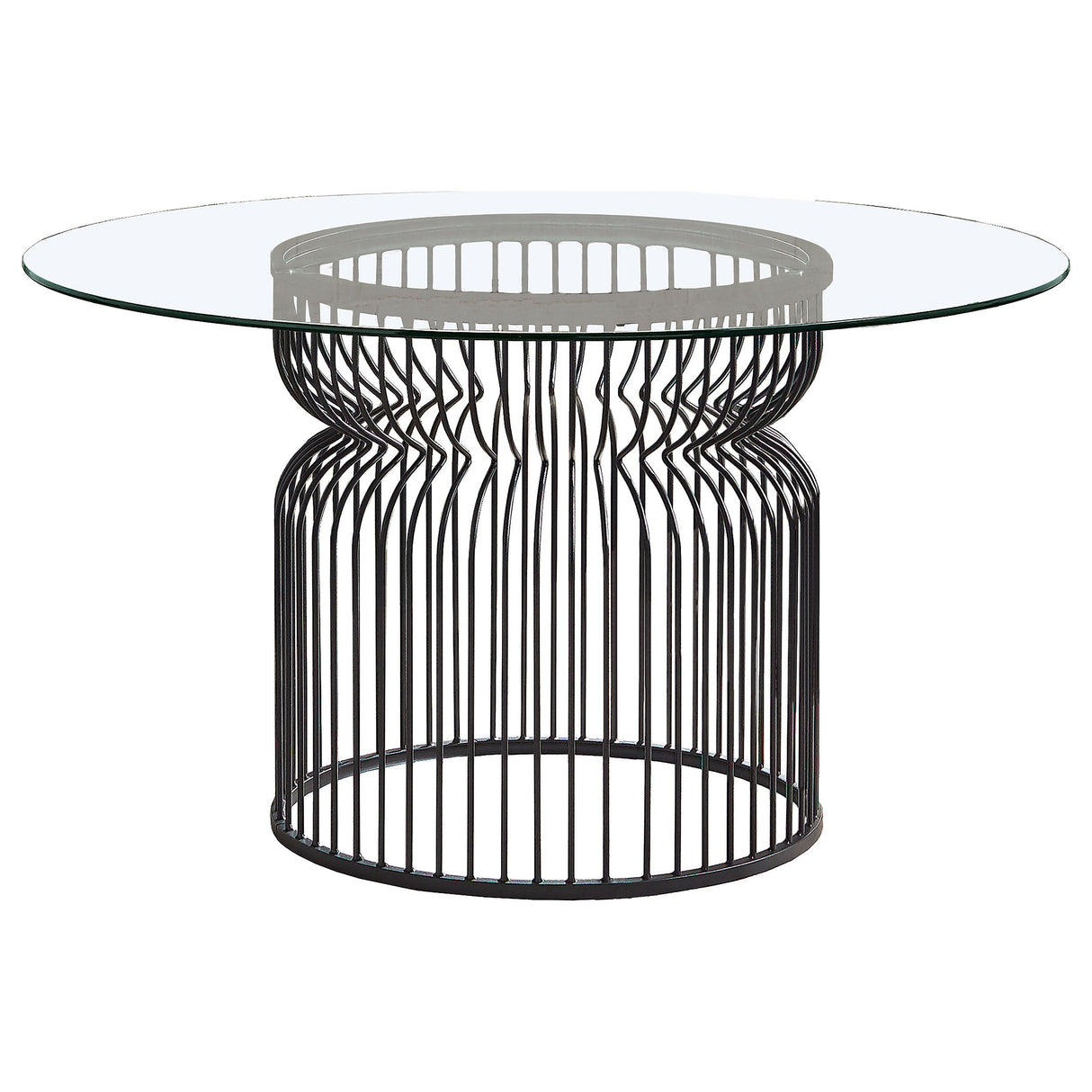 Dining Table - Granvia Round Glass Top Dining Table Clear and Gunmetal