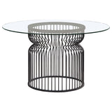 Dining Table - Granvia Round Glass Top Dining Table Clear and Gunmetal