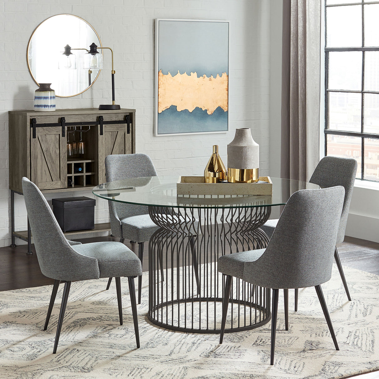 Granvia Round Metal Dining Table Base Gunmetal - Home Elegance USA