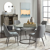 Granvia Round Metal Dining Table Base Gunmetal - Home Elegance USA