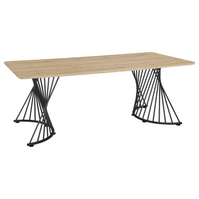 Dining Table - Altus Swirl Base Dining Table Natural Oak and Gunmetal | Coaster | Home Elegance USA