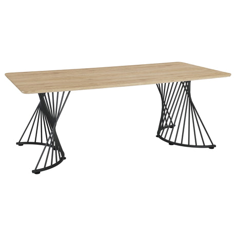 Dining Table - Altus Swirl Base Dining Table Natural Oak and Gunmetal | Coaster | Home Elegance USA