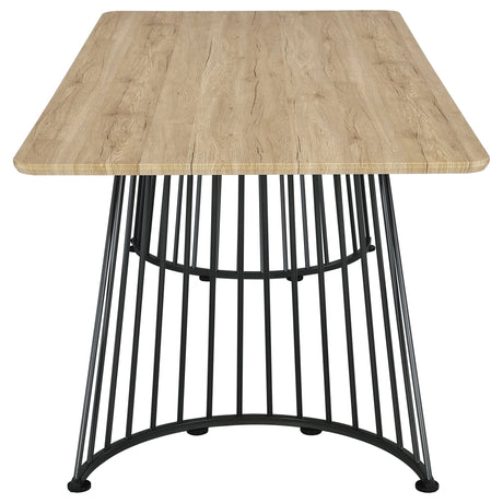 Dining Table - Altus Swirl Base Dining Table Natural Oak and Gunmetal | Coaster | Home Elegance USA