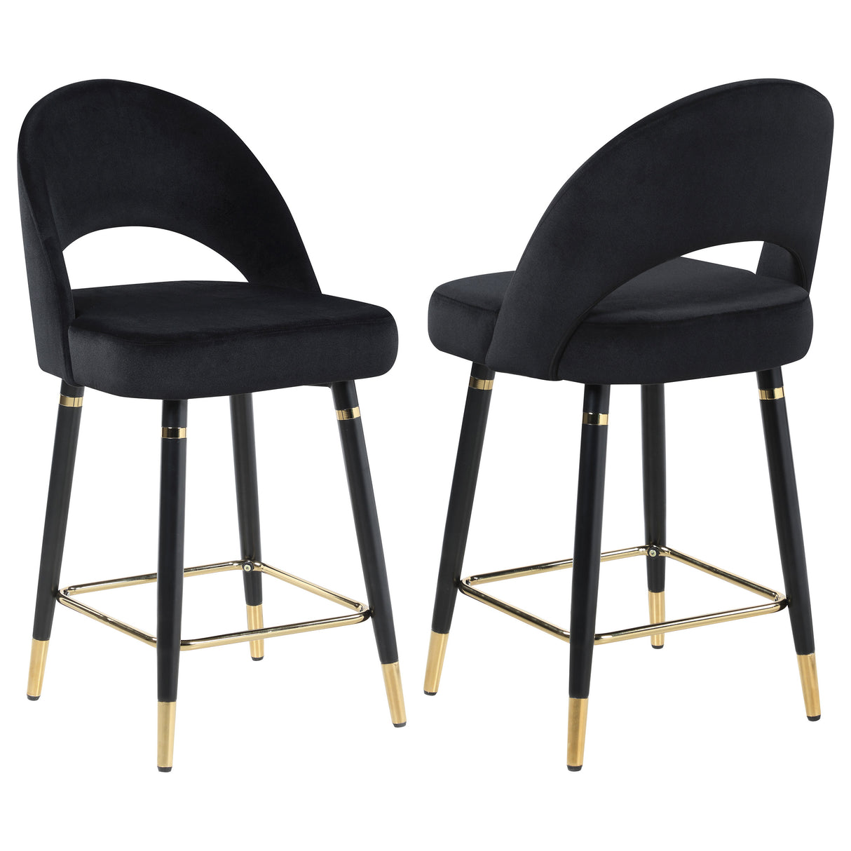 Counter Stool - Lindsey Arched Back Upholstered Counter Height Stools Black (Set of 2)