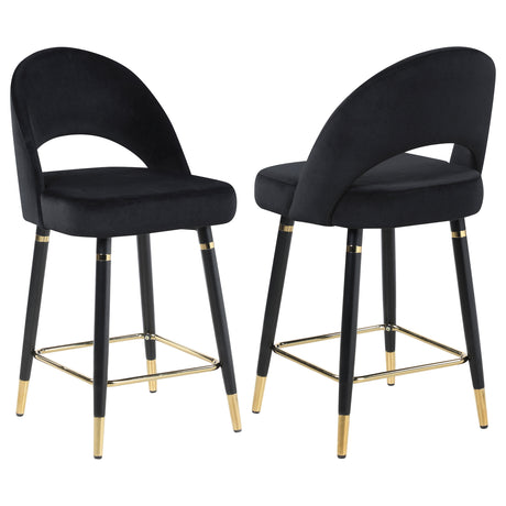 Counter Stool - Lindsey Arched Back Upholstered Counter Height Stools Black (Set of 2)